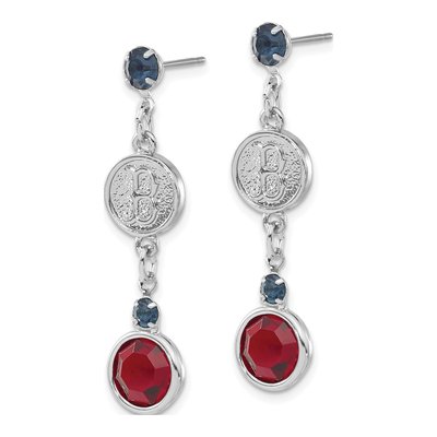 Boston Red Sox Brass Crystal Dangle Earrings – view 2