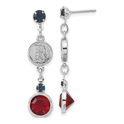 Boston Red Sox Brass Crystal Dangle Earrings