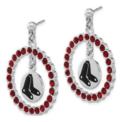 Boston Red Sox Brass Crystal Dangle Earrings – view 2