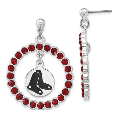 Boston Red Sox Brass Crystal Dangle Earrings