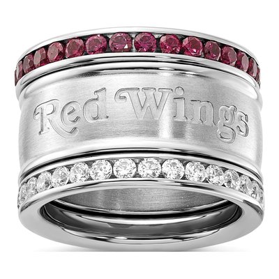 Detroit Red Wings Crystal Triple Ring Set