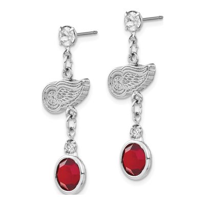 Detroit Red Wings Brass Crystal Dangle Earrings – view 2