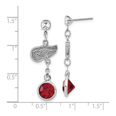 Detroit Red Wings Brass Crystal Dangle Earrings – view 3
