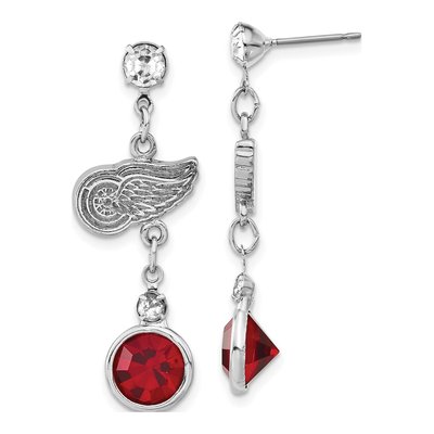 Detroit Red Wings Brass Crystal Dangle Earrings