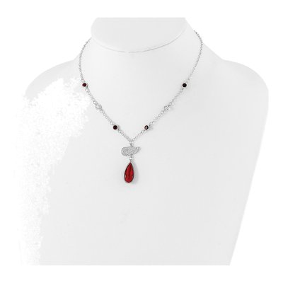 Detroit Red Wings Brass Crystal Drop Pendant Necklace – view 2