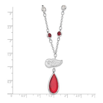 Detroit Red Wings Brass Crystal Drop Pendant Necklace – view 3