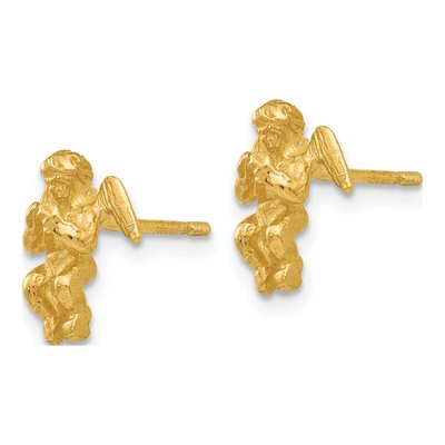 14K Yellow Gold Diamond-Cut Angel Stud Earrings – view 3