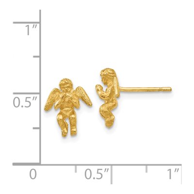 14K Yellow Gold Diamond-Cut Angel Stud Earrings – view 5