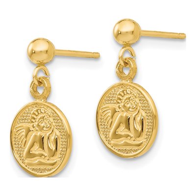 14K Yellow Gold Raphael Angel Disc Dangle Earrings – view 3