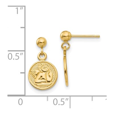 14K Yellow Gold Raphael Angel Disc Dangle Earrings – view 5