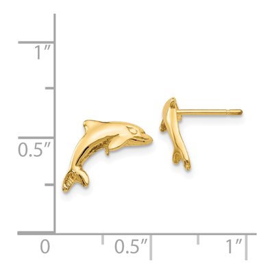 14K Yellow Gold Dolphin Stud Earrings – view 5