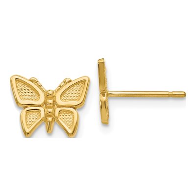14K Yellow Gold Butterfly Stud Earrings