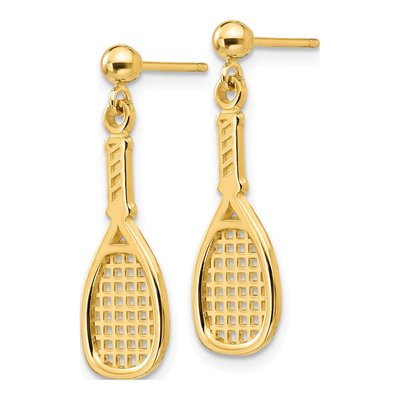 14K Yellow Gold Racquet Dangle Earrings – view 2