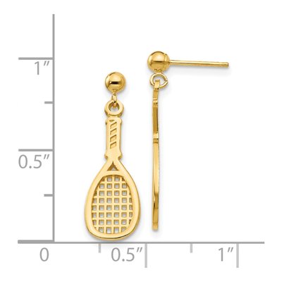 14K Yellow Gold Racquet Dangle Earrings – view 4
