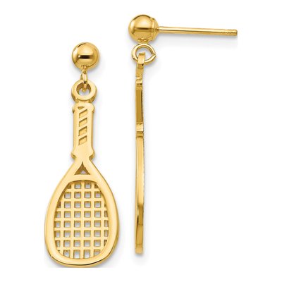 14K Yellow Gold Racquet Dangle Earrings