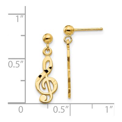 14K Yellow Gold Treble Clef Dangle Earrings – view 5