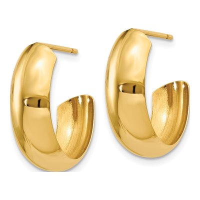 14K Yellow Gold 24mm J- Hoop Earrings – view 3