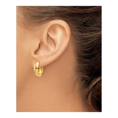 14K Yellow Gold 24mm J- Hoop Earrings – view 4