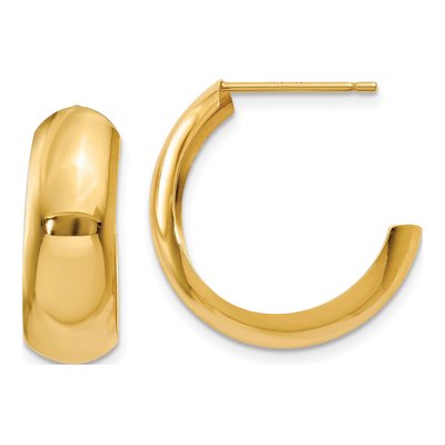 14K Yellow Gold 24mm J- Hoop Earrings