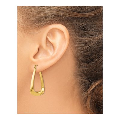 14K Yellow Gold 19mm Fancy Hoop Earrings – view 4