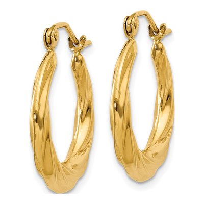 14K Yellow Gold Twisted Hoop Earrings, Polished – view 3