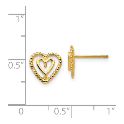 14K Yellow Gold Open Heart-In-Heart Stud Earrings – view 5