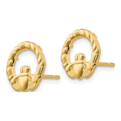 14K Yellow Gold Claddagh Stud Earrings – view 3