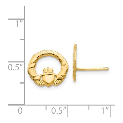 14K Yellow Gold Claddagh Stud Earrings – view 5