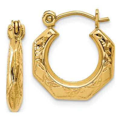 14K Yellow Gold 14mm Hoop Earrings