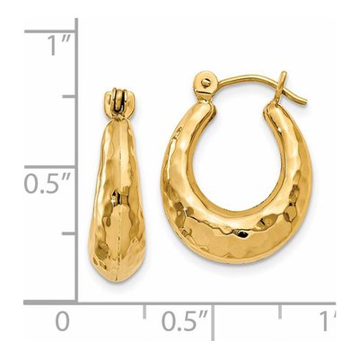 14K Yellow Gold 9mm Hammered Hoop Earrings – view 4