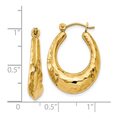 14K Yellow Gold Hammered Hoop Earrings – view 6