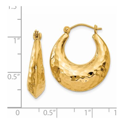 14K Yellow Gold Hammered Hoop Earrings – view 5