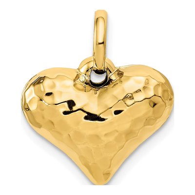 14K Yellow Gold Puffed Heart Pendant