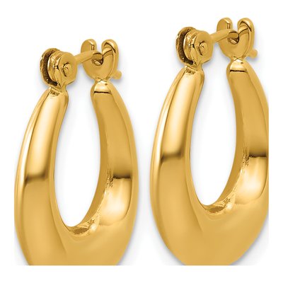 14K Yellow Gold 9mm Oval Hoop Earrings – view 3