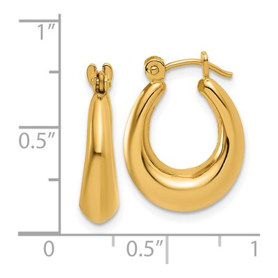 14K Yellow Gold 9mm Oval Hoop Earrings – view 5