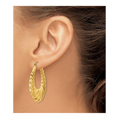 14K Yellow Gold Scalloped Hoop Earrings – view 4