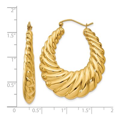 14K Yellow Gold Scalloped Hoop Earrings – view 5