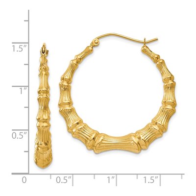 14K Yellow Gold 35mm Bamboo Hoop Earrings – view 5