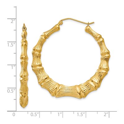 14K Yellow Gold 43mm Bamboo Hoop Earrings – view 5