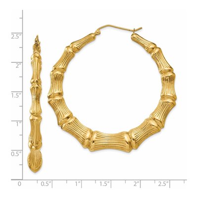 14K Yellow Gold 55mm Bamboo Hoop Earrings – view 5
