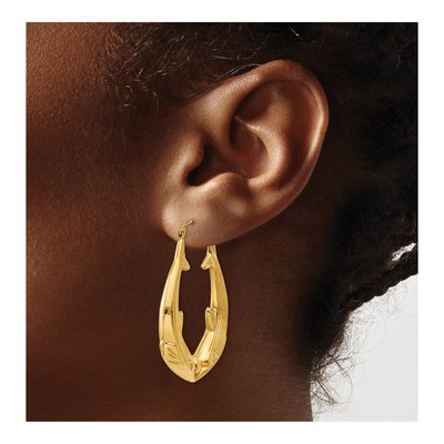 14K Yellow Gold Dolphin Hoop Earrings – view 4