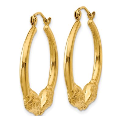 14K Yellow Gold Ram Hoop Earrings – view 2