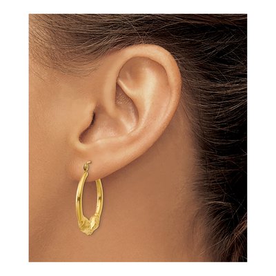 14K Yellow Gold Ram Hoop Earrings – view 3