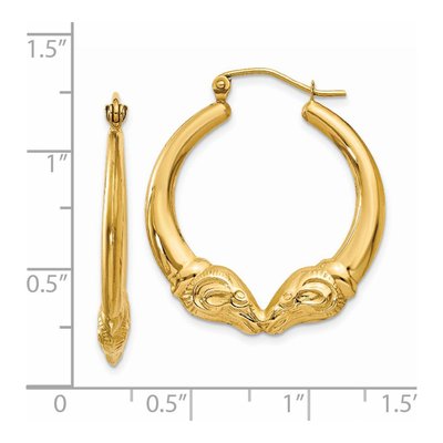 14K Yellow Gold Ram Hoop Earrings – view 4
