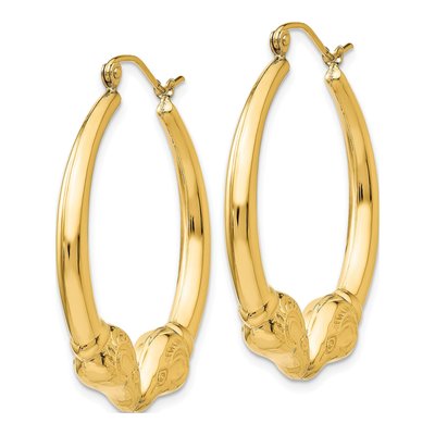 14K Yellow Gold Ram Hoop Earrings – view 3