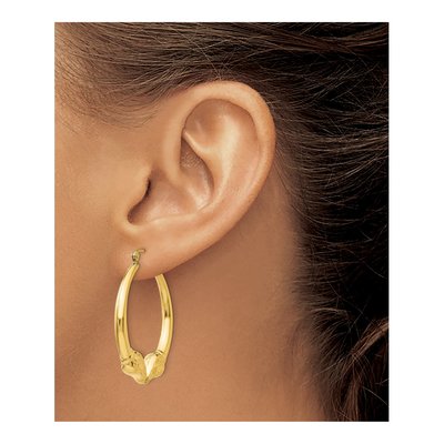 14K Yellow Gold Ram Hoop Earrings – view 4