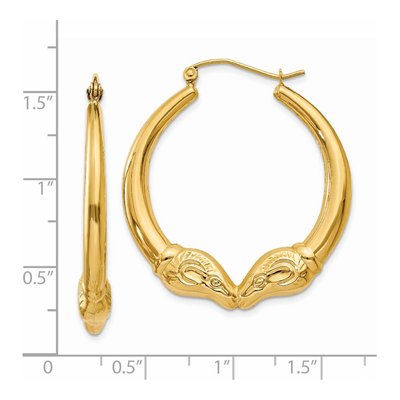 14K Yellow Gold Ram Hoop Earrings – view 5