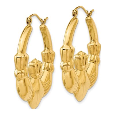 14K Yellow Gold Claddagh Hoop Earrings – view 3