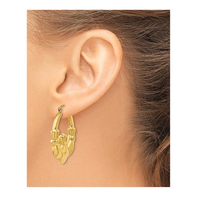 14K Yellow Gold Claddagh Hoop Earrings – view 4