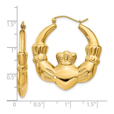 14K Yellow Gold Claddagh Hoop Earrings – view 5